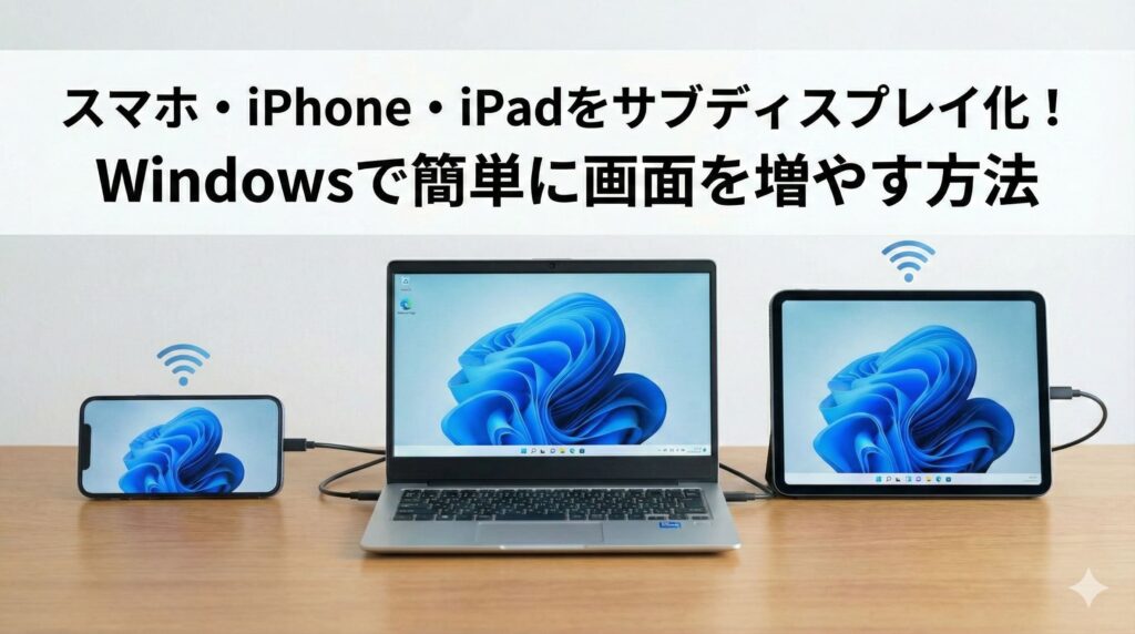 スマホ・iPhone・iPadをサブディスプレイ化！Windowsで簡単に画面を増やす方法